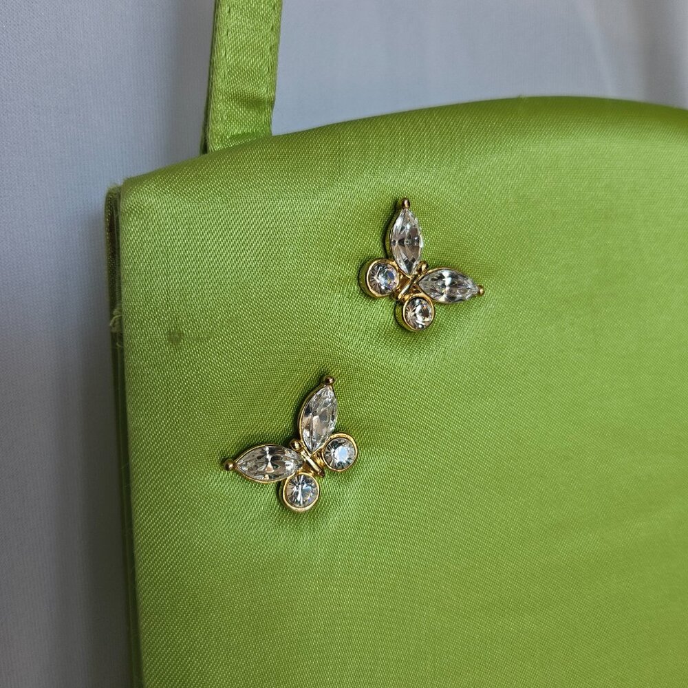 PRESTON & YORK Lime Green Butterfly Jeweled Purse, Prom / Evening / Cocktail - Picture 2 of 11